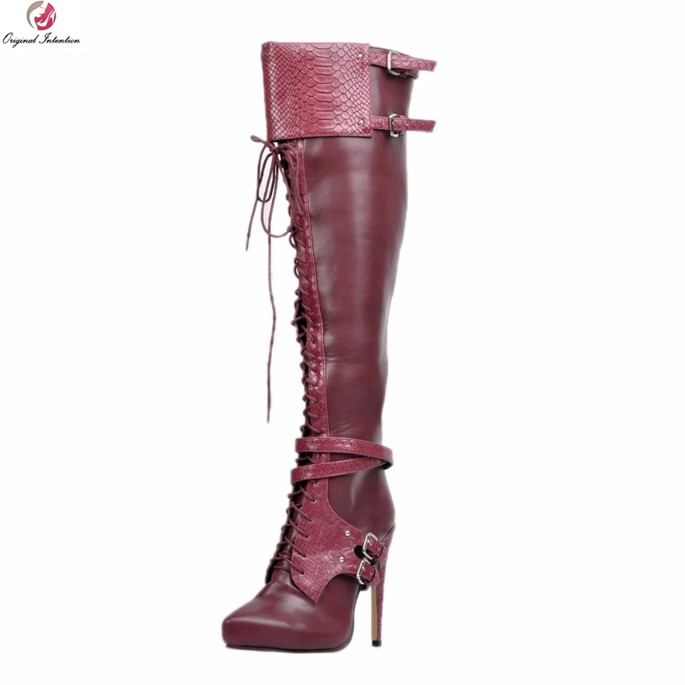 round toe knee high heel boots