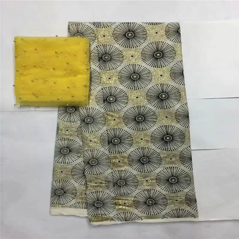 

LX!Nigerian African Lace Fabrics High Quality For Men Cotton Dry Lace Fabric With Bright gold Swiss Voile Lace ! L122730