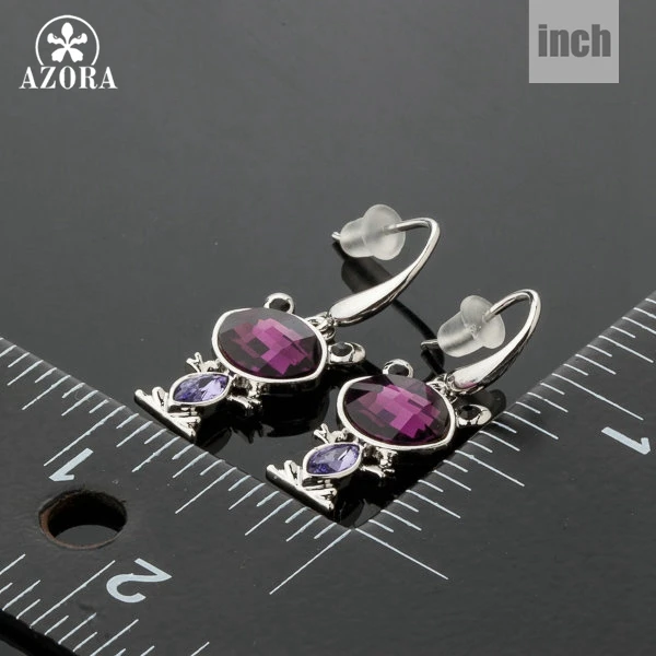 AZORA Black Eye Frog White Gold Color Stellux Austrian Crystal Drop Earring TE0086