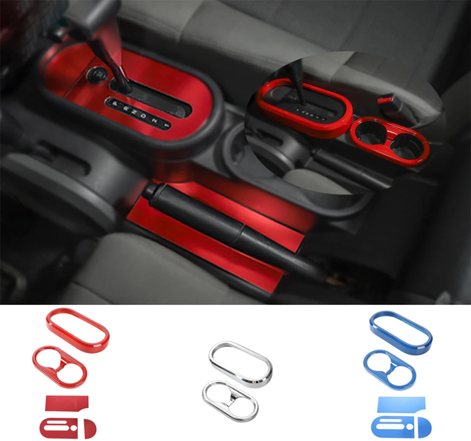 SHINEKA Interior Mouldings Car Gear Shift Knob Panel Cup Holder Trim Cover Stickers For Jeep Wrangler JK 2007-2010 Accessories  