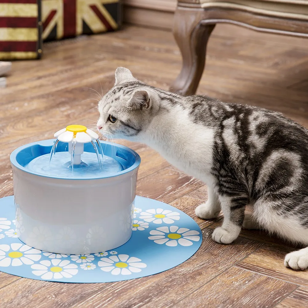 Автоматический кошачий фонтан немой диспенсер для воды для домашних животных с угольным фильтром и противоскользящим ковриком питьевой фонтан собака котенок с ковриком