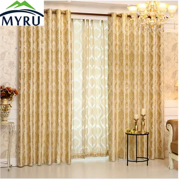 

MYRU European Romantic jacquard curtain Gloden Royal Luxury Curtains for Bedroom living room