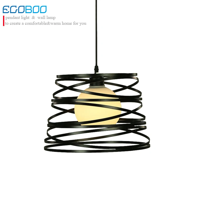 Retro Iron and Glass Pendant Lights dining Room Lamp Restaurant Bedroom Living Room Pendant Lamp Hanging Light Fixture E27