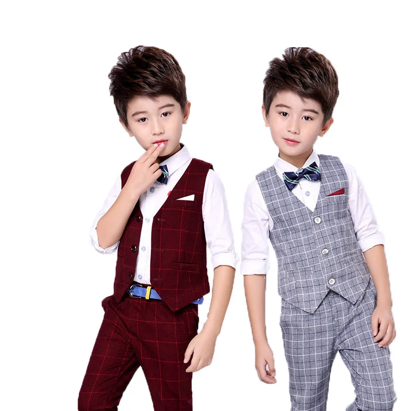 

2021 New Arrival Vest Pants 2PCS Kids Wedding Suit Flower Boys Formal Tuxedos School Suit Kids Birtdahy Performance Clothing Set