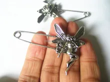 6Pcs Silver Tone Large Angel Wings Durable Strong Metal Kilt Scarf Brooch Safety Pin 53mm
