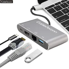 4in1 Thunderbolt 3 Hub USB Type c to HDMI 4K USB3 0 Hub Gigabit Ethnernet RJ45