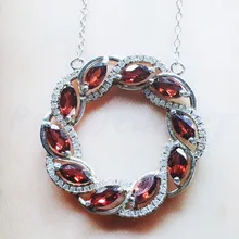 Натуральное ожерелье из граната, подвеска,, настоящая гранат, серебро 925 пробы, ювелирные украшения, 0.25ct* 10 шт, драгоценные камни# X181031001