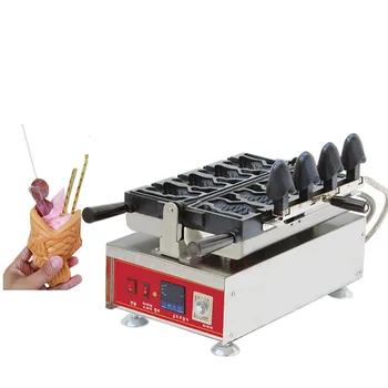 

110V 220V 4pcs Commercial Korean Ice Cream Deep Mouth Taiyaki Fish Waffle Maker With LCD Easy Operation