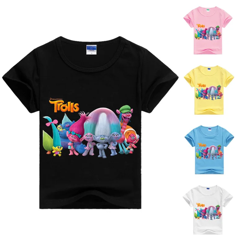 

2019 New Cartoon Trolls T shirt Boys Girls Trolls T-shirt Cartoon Kids Summer T-shirt Kids Free Shipping DS19