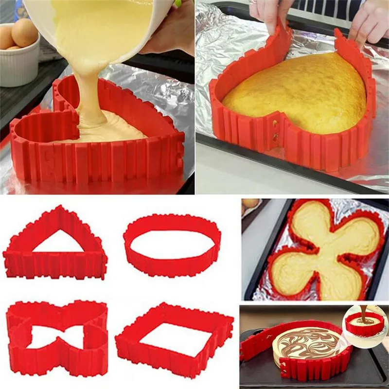 

Silicone Baking Snake Cake Mold DIY Baking Pastry Tools magic Heart round puzzle Baking Tools Kitchen Accessories