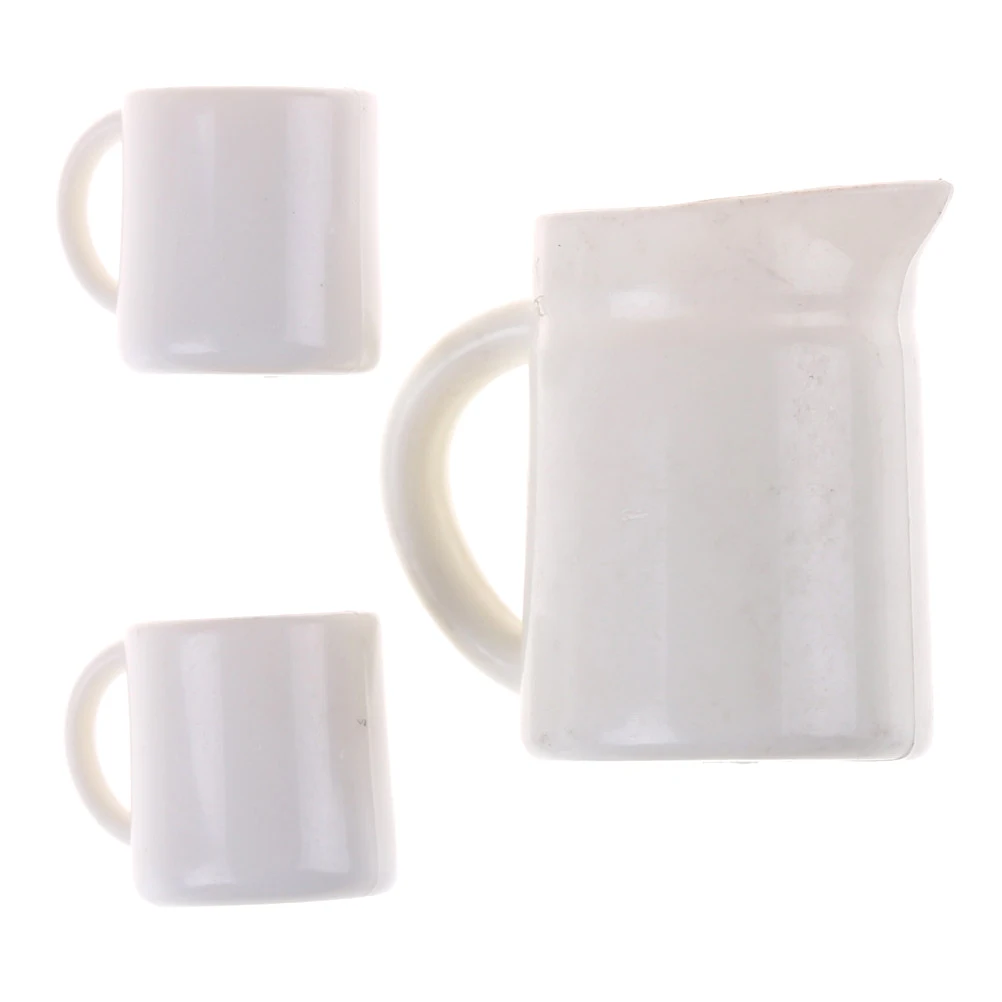 1 набор пластиковых белых кофейных чайных чашек аксессуары кружки 1:12 кукольный домик миниатюрные чашки и горшок набор кукольный домик направление мебель игрушки - Цвет: Белый