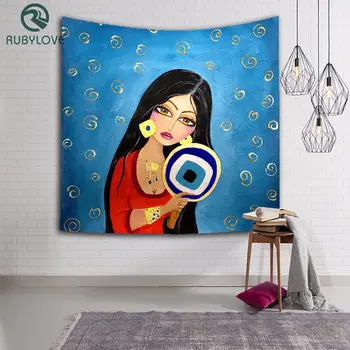 

Retro Cartoon Girl Rectangular Tapestry Tapestry Hippie Wall Hanging Digital Printing Beach Towels Sunscreen Square Shawl