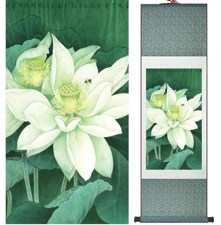 

Lotus painting Water lily painting Chinese wash painting home decoration painting Chinese traditional art panting No.32407