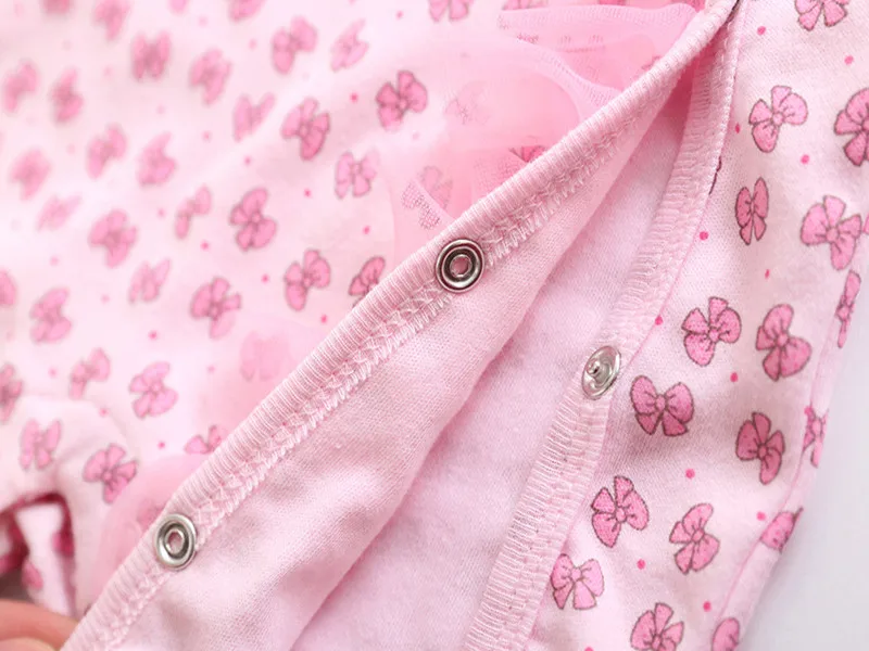 Princess Newborn Baby Girl Clothes Printing Bow Lace Jumpsuit & Headband Cute Infant Girls Footies Onesie Clothing