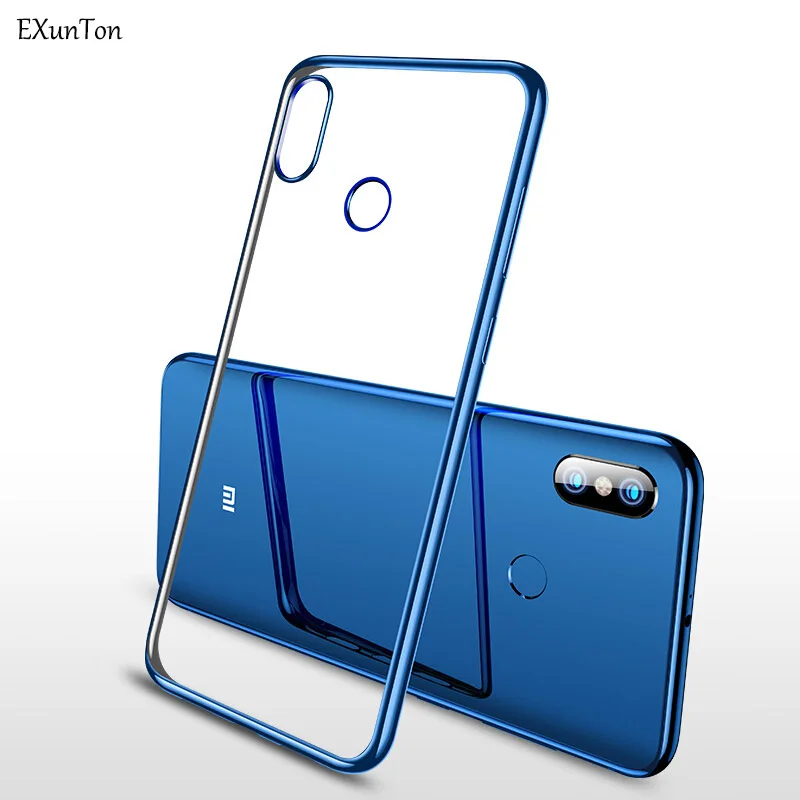 

EXUNTON Shockproof Plating Soft Back TPU Silicon Case For Xiaomi Mi 8 Mi8 Pro Lite Explorer 8Pro 8Lite 8Explorer Case Cover New