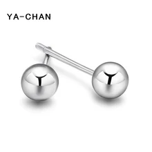 

YA-CHAN 4-10MM Small Silver Stud Earring Bead Ball 100% Real Solid Genuine 925 Sterling Silver Jewerly Retail & Wholesale