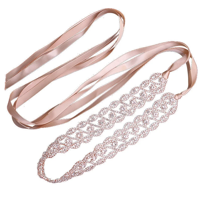 

Women'S Crystal Wedding Belts Luxury Rhinestone Wedding Dress Belt Bridal Wedding Accessories Satin Ribbon Sash Belt Waistband