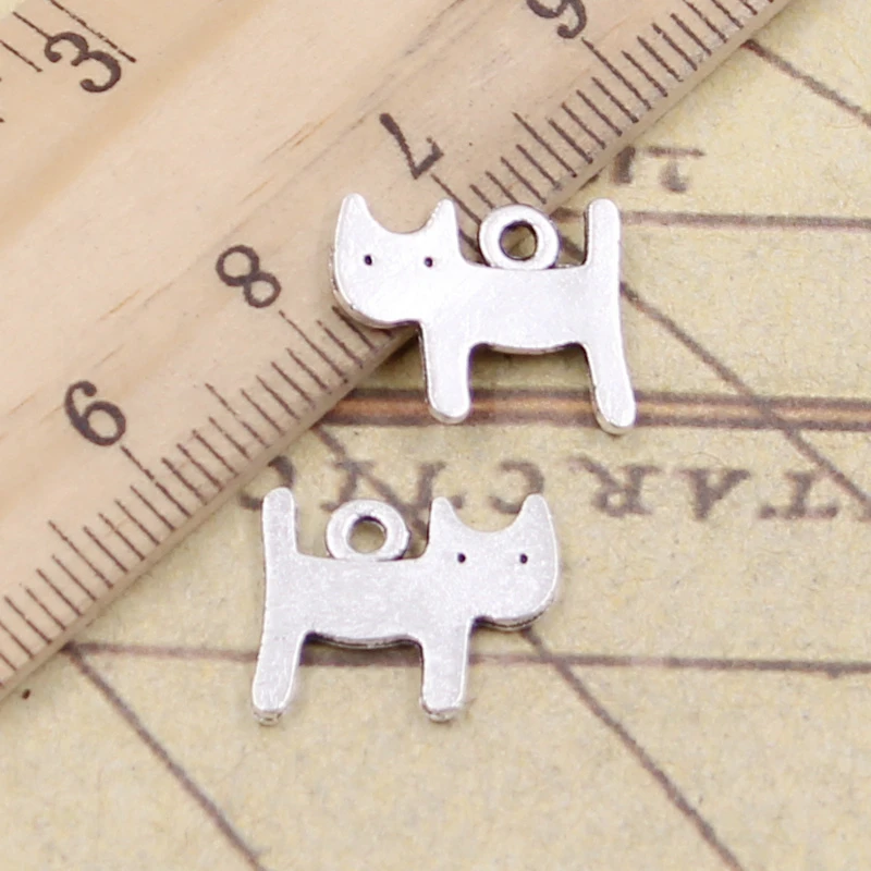 

10pcs Charms double sided cat 14x12mm Tibetan Silver Plated Pendants Antique Jewelry Making DIY Handmade Craft