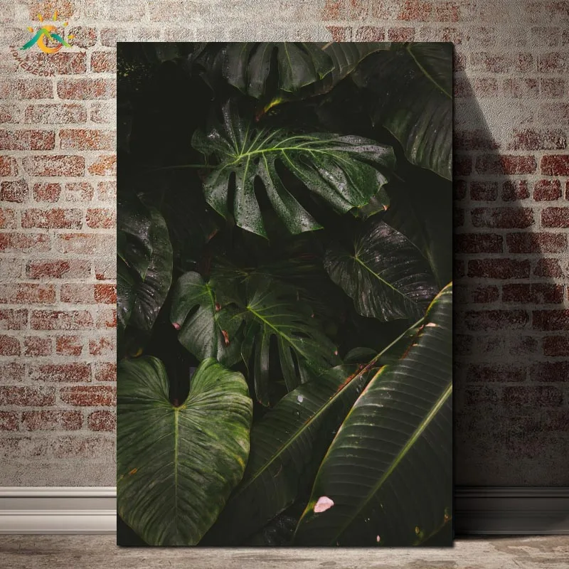 

Monstera Leaves Nordic Poster Nature Modern Wall Art Canvas Prints Painting Home Decoration Wall Pictures for Living Room
