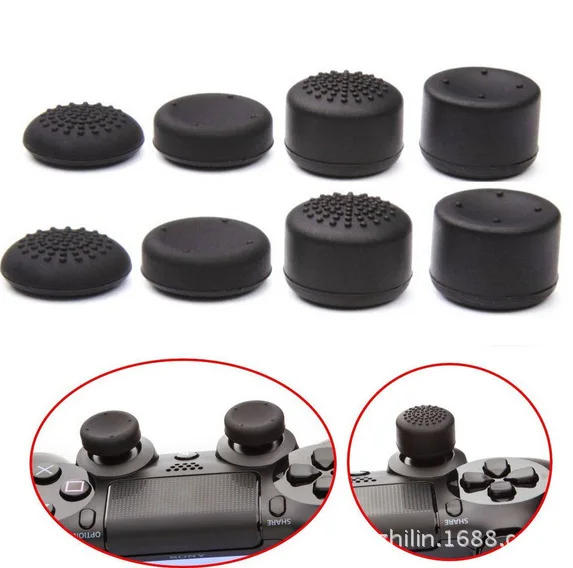 

8Pcs Heightened Soft Silicone Anti-Slip Thumb Grip Stick Cap Cover Case Skin for Sony Play Station 4 PS 4 PS4 Accessory