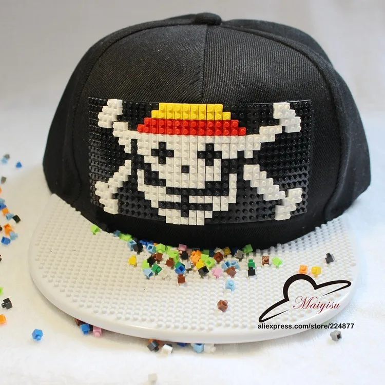 Новая мода Дизайн DIY Съемный дружище Snapback Шапки для Для мужчин лето Мозаика кирпич шапка для женский, черный Шапки