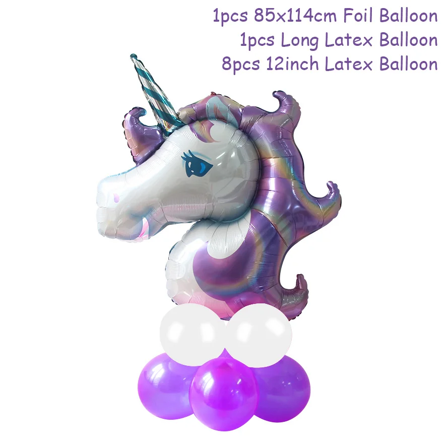 Cyuan 7 трубок Единорог день рождения держатель воздушных шаров латексные шары палка колонна-подставка для детей день рождения вечеринка для малышей вечерние принадлежности - Цвет: Unicorn Balloon Set1