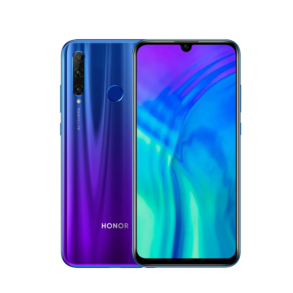 Мобильный телефон Honor 20 Lite с глобальной версией, 4 Гб, 128 ГБ, 6,21 дюйма, FHD+ 32 Мп+ 24 МП, Android 9,0, восьмиядерный смартфон с функцией распознавания лица, NFC, 4G