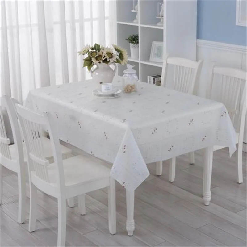 Green Floral PVC Plastic Table Cloth Waterproof Oilproof Tablecloth Rectangle Dining Table Cover
