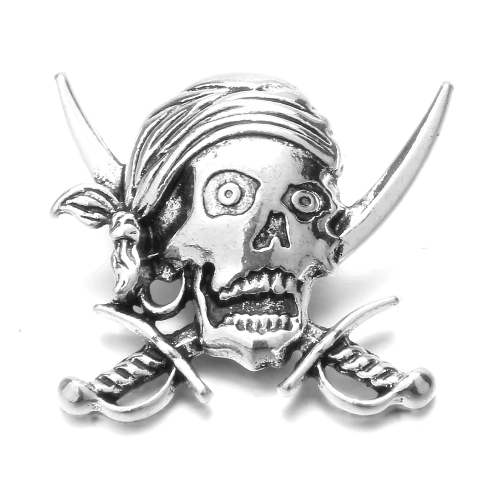 10pcs/lot Fashion Snap Jewelry Big Metal Skull Snap Buttons Fit 18mm 20mm Snap Button Bracelet