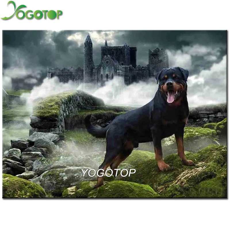 Алмазная картина YOGOTOP 5D сделай сам полноразмерная/круглая стразы Ротвейлер