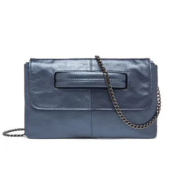 

Genuine Leather Clutch Bag 2019 New Luxury Cowhide Leather Shoulder Bag Female Fashion Messenger Bags Envelope Chain Purse Black