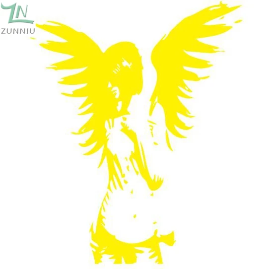 ZN D0044 Наклейка на стену с ангелом гигантская Бэнкси Хранитель виниловые наклейки для спальни - Цвет: Lemon Yellow