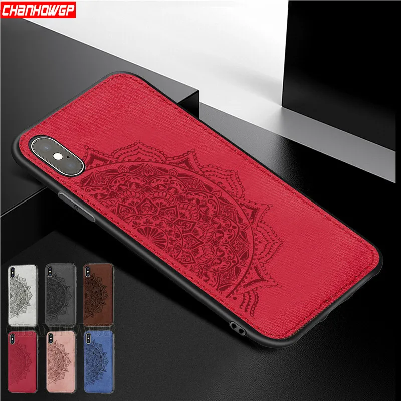 Роскошный тканевый 3D чехол с цветочным рисунком для iPhone XS MAX XR X 6 6s 7 8 plus тканевые