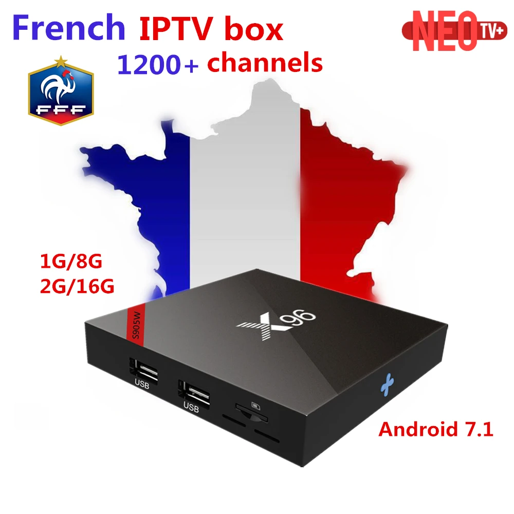 

French Arabic iptv box New X96W Android tv box 7.1 Amlogic S905W Quad Core ARM Cortex A53 with 1200 live +VOD smart tv box