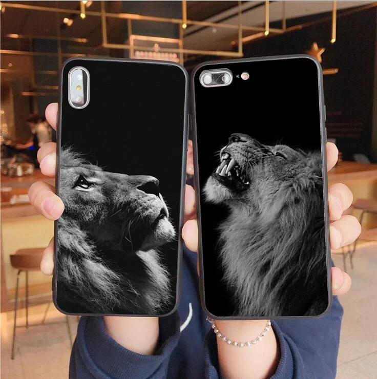

luxury ferocious lion Soft TPU Phone Case For iPhone XS MAX XR XS X 6 6S 7 8 Plus 5 5s se King black Silicone Cover