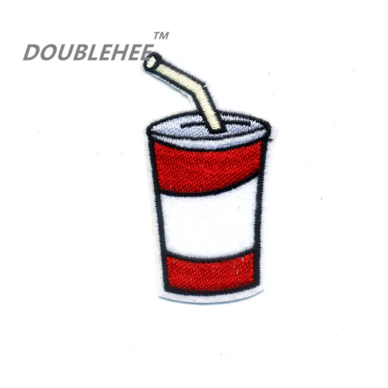 

DOUBLEHEE 4.5cm*8.6cm Embroidered Iron On Patches Drinking With Straw Design T-shirt Bags Applique Accessories Popular Style