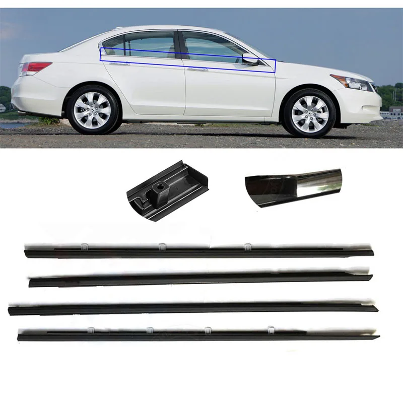 

For Honda Accord 2008-2012 Outside Window Door Belt Weatherstrip Weather Strip Seal Plastic Moulding Auto Car Accessories 4PCS