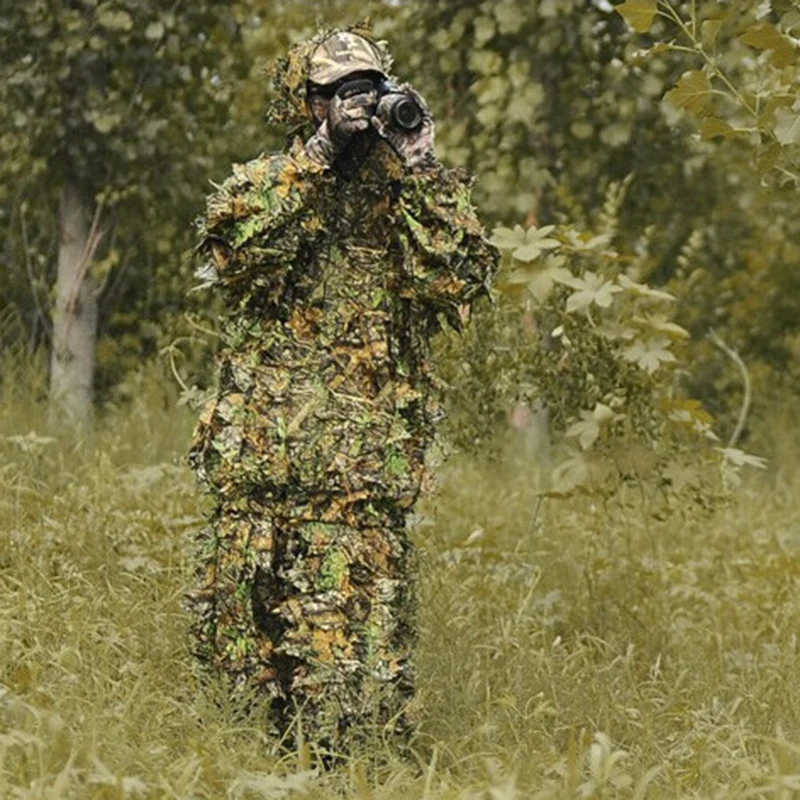 

3D Maple Hunting Bionic Leaf Poncho Hide Hunter Clothes Camping Jungle Woodland Breathable Camouflage Ghillie Suit for PUBG Hunt