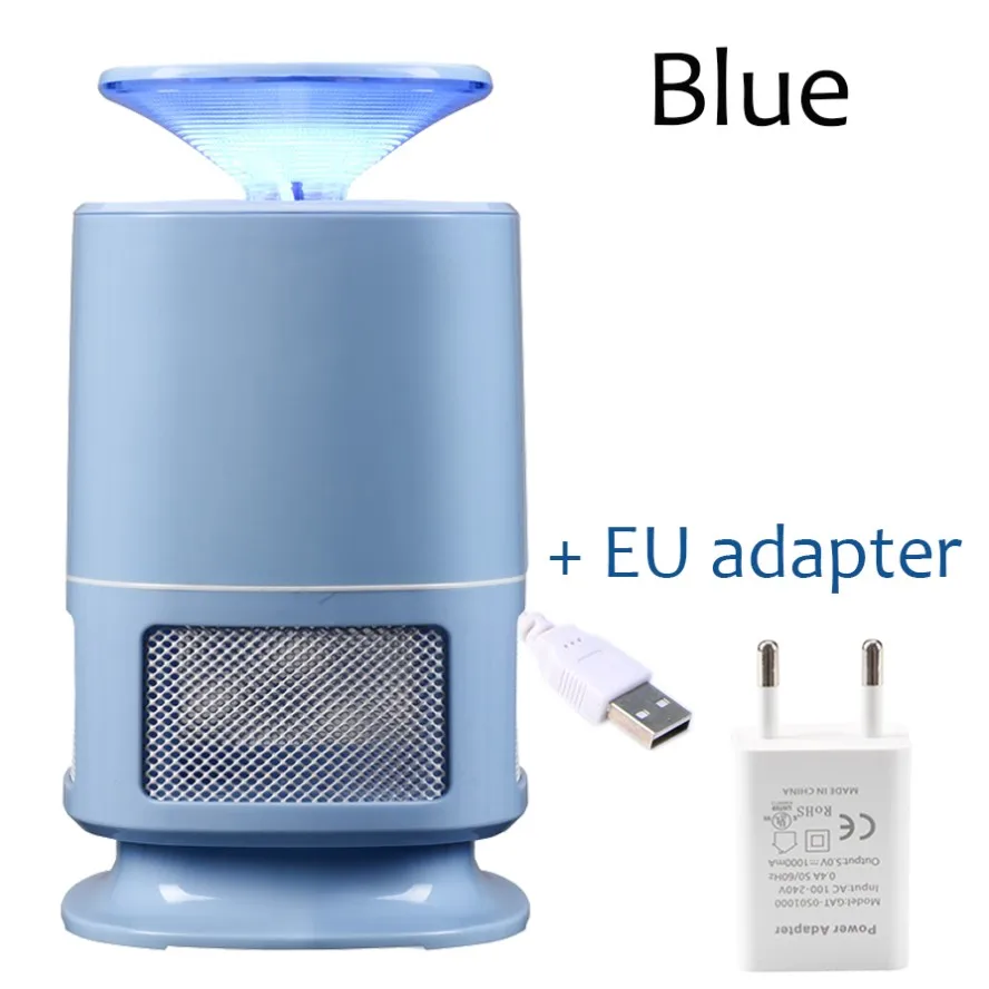 USB/электрическая антимоскитная лампа/светодиодный светильник анти-Летающий Электрический москитный светильник домашний светодиодный жучок zapper mosquito killer лампа ловушка для насекомых - Цвет: Blue and EU adapter