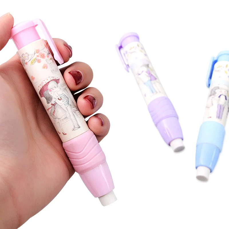 かわいいデザイナー学生ペン形状消しゴムゴムカワイイ青紫ピンク色消しゴム文房具キッドギフト玩具学用品 Supplies Candle Toy Story Birthday Party Suppliestoy Bulldozer Aliexpress
