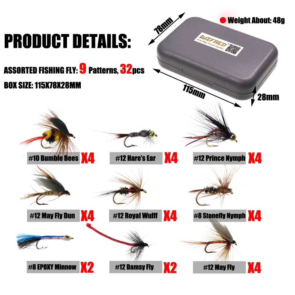 CHSEEO Fly Fishing Flie Kit with Box 20pcs Fishing Lure Set Fly Fishing Lures Dry Flies Wet Flies Nymphs Emergers Streamers Bait Hook Crankbaits for Sea Bass Salmon Cod Trout #2