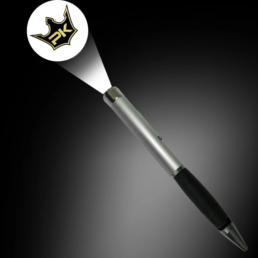 Metal LED logo projector pen with silicone grip Quick custom your own