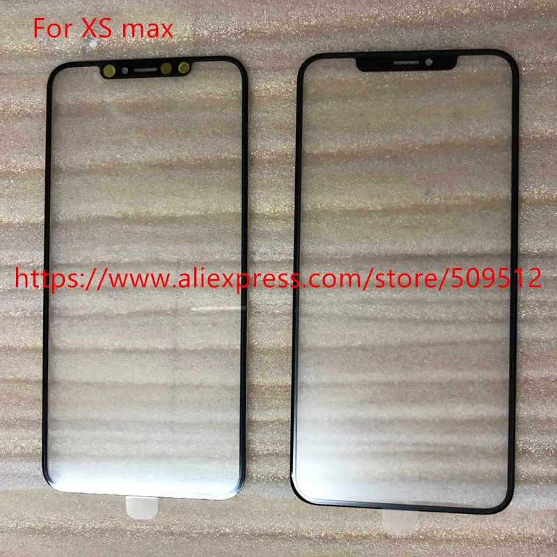 10 шт./лот, внешнее стекло переднего экрана с OCA в сборе для iPhone X XR XS max, сенсорная панель, запасные части для ремонта+ дорожка