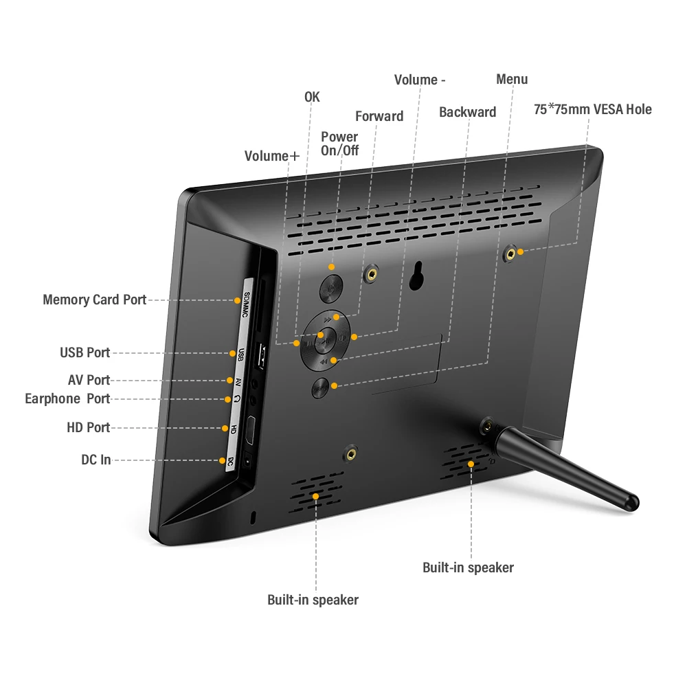 Andoer 11," FHD 1920x1080 ips экран Цифровая фоторамка Поддержка календарь/часы/MP3/фотографии с пультом дистанционного управления