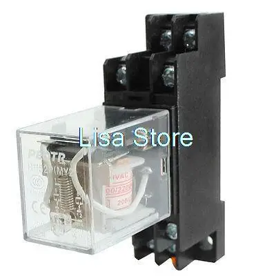 

HH52P-MY2 AC 200V 220V 8-Pin DPDT General Purpose Coil Power Relay w Socket Base