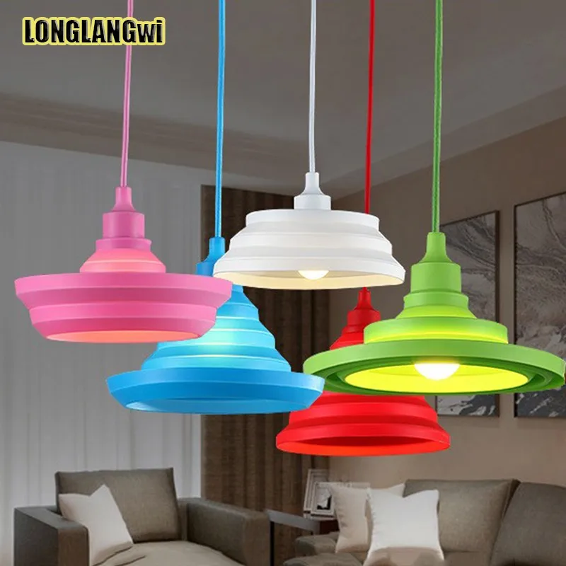 

Nordic minimalist creative personality color bar tea shop decoration Pendant Lights children room window silicone