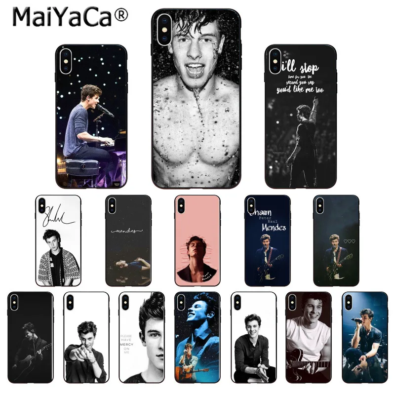 

MaiYaCa Shawn Mendes Black TPU Soft Rubber Phone Cover for Apple iPhone 8 7 6 6S Plus X XS MAX 5 5S SE XR Mobile Cases
