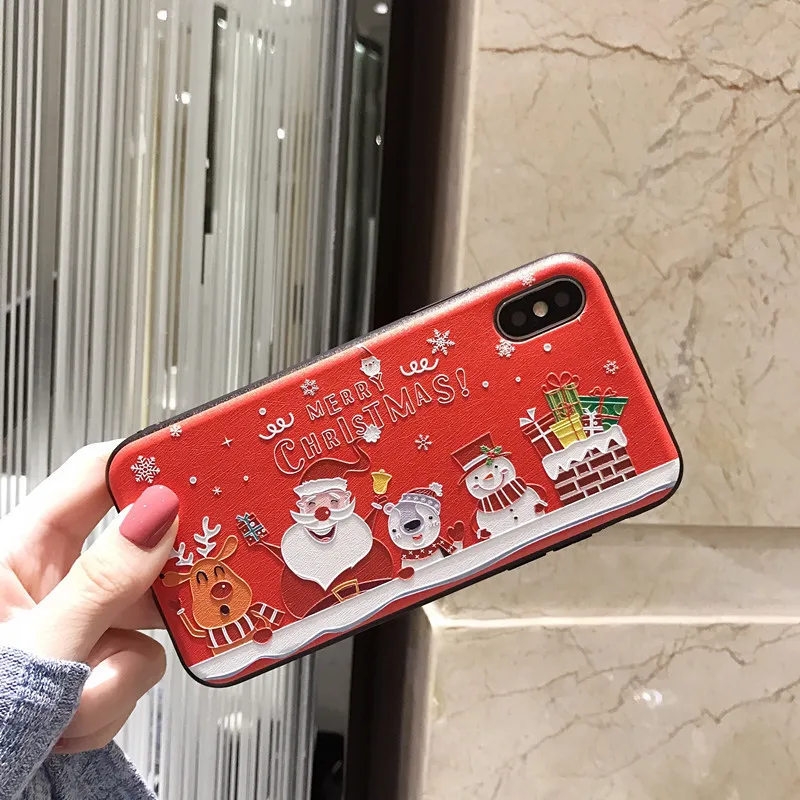 Kopen Zijde Zacht Vrolijk Kerstfeest Case voor Apple Xs Max XR Voor iPhone 6 6 s 7 8 Santa Sneeuwpop nieuwe Jaar Gift Case voor iPhone 7 plus Capa