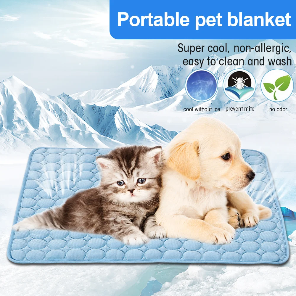 DREAMSOULE Summer Cooling Pet Mat Ice Silk Dog Cat Mat Cooling Mattress