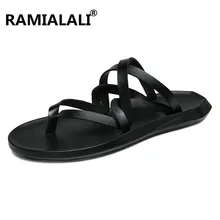 Модные мужские сандалии Летняя Пляжная Мужская обувь дышащие повседневные тапки мужские кожаные уличные сандалии